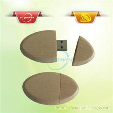 E-Power Oval or Elipse Shape Wooden USB Flash Stick or Flash Drives